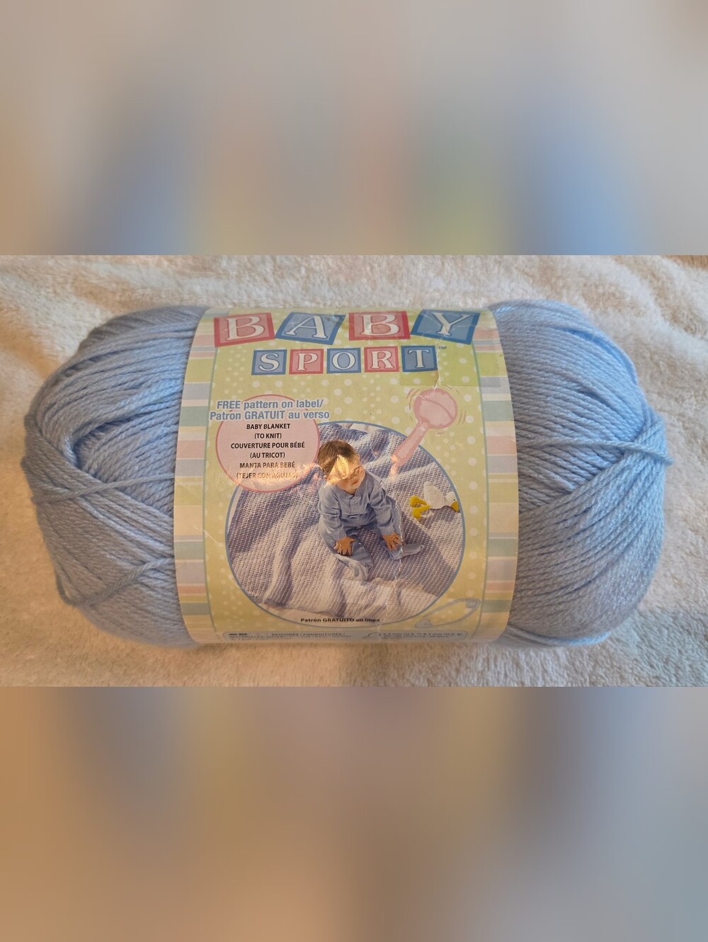 BERNAT JUMBO SKEIN BABY SPORT YARN PALE BLUE 1077 Yards
